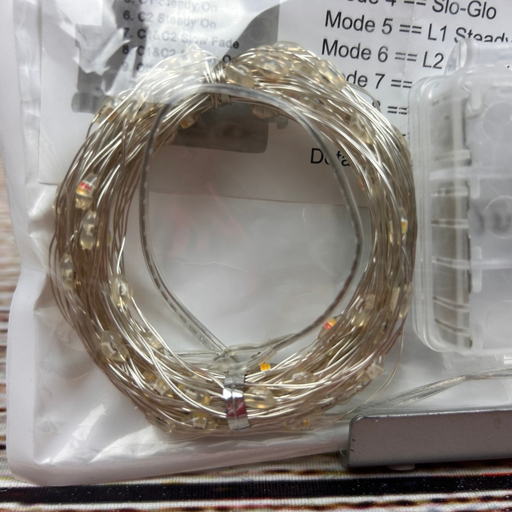 Warm White LED Copper Wire Fairy Lights 8 Modes Battery Operated String Lights